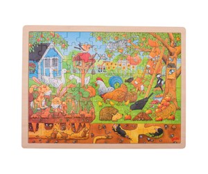 Puslespill - Goki Wooden Puzzle - Life in the Garden Tre - 57743