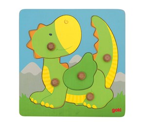 Puslespill - Goki Wooden Bubble Puzzle Dragon 5 Tre - 57553