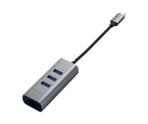 USB-hub - Satechi Type-C 2-in-1 USB Hub (with Ethernet) USB-hub - USB 3.0 - 3 porter - Grå - ST-TC2N1USB31AM