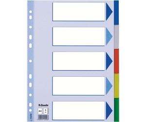 Lommer, Omslag & Registre - Esselte Skilleblad  PP A4 5-delt Flerf. - 15259