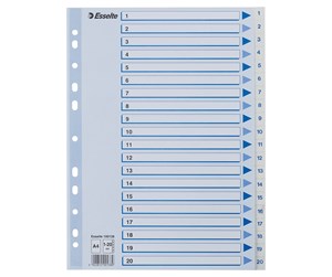 Lommer, Omslag & Registre - Esselte Register  PP A4 1-20 Hvit - 100138