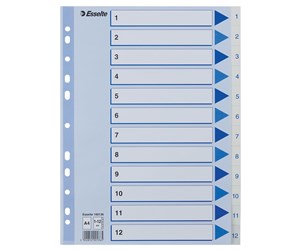 Lommer, Omslag & Registre - Esselte Register  PP A4 1-12 Hvit - 100136