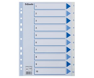 Lommer, Omslag & Registre - Esselte Register  PP A4 1-10 Hvit - 100135