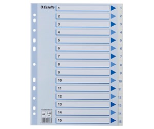 Lommer, Omslag & Registre - Esselte Register  PP A4 1-15 Hvit - 100137