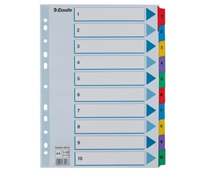 Lommer, Omslag & Registre - Esselte Register  Mylar A4 1-10 Flerfarg - 100161