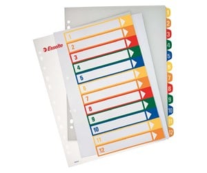 Lommer, Omslag & Registre - Esselte Register PP PC-utskrift A4+ 1-12 Esselt - 100214