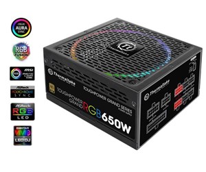 Strømforsyning (PSU) - Thermaltake ToughPower Grand RGB Sync Edition 650W Strømforsyning (PSU) - 650 Watt - 140 mm - ATX - 80 Plus Gold sertifisert - PS-TPG-0650FPCGEU-S