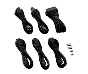 Strømkabel (intern) - CableMod PRO ModMesh Cable Extension Kit - Black - CM-PCAB-BKIT-NKK-3PK-R