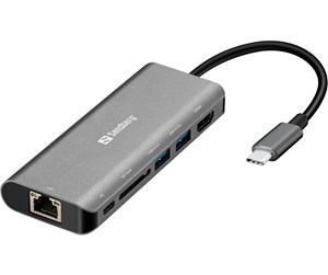 Dokkingstasjon - Sandberg USB-C Dock / HDMI+LAN+SD+USB 61W - 136-18