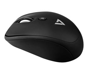 Mus - V7 MW100-1E - mouse - 2.4 GHz - black - Mus - Optisk - 4 - Svart - MW100-1E