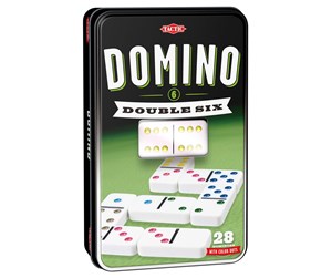 Brettspill & Puslespill - Tactic D6 domino in tin with window (multi) - 53913