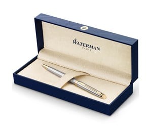 Skrive- & Tegneverktøy - Waterman Hemisphere Ballpoint Pen | Stainless Steel with Gold Trim | Medium Point | Blue Ink Gift Box - S0920370