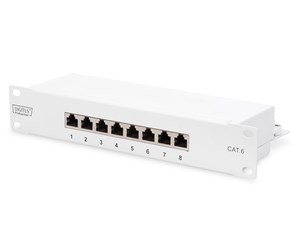 Tilbehør - DIGITUS DN-91608S-G CAT 6 Patch Panel Shielded 8-Port RJ45 8P8C LSA 1U 254 mm(10") Rack Mount Grey RAL7035 - DN-91608S-G