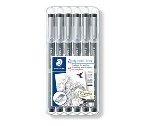 Skrive- & Tegneverktøy - Staedtler Fineliner pigment liner black 6pcs - 308 SB6P