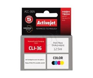 Printertilbehør blekk/toner - ActiveJet Tusz Activejet ACC-36N (zamiennik Canon CLI-36 Su - Blekkpatron Svart, Cyan, Magenta, Gul - ACC-36N