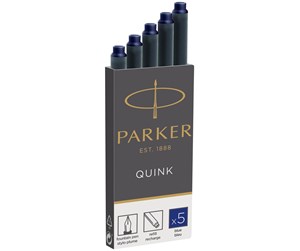 Skrive- & Tegneverktøy - Parker Fountain Pen Ink Refill Cartridges | Long | Blue QUINK Ink | 5 Count - S0116240