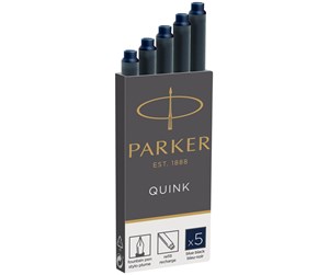 Skrive- & Tegneverktøy - Parker Fountain Pen Ink Refill Cartridges | Long | Blue-Black QUINK Ink | 5 Count - S0116250