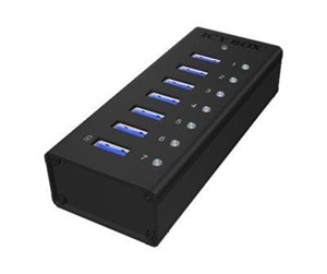 USB-hub - RaidSonic ICY BOX IB-AC618 USB-hub - 7 porter - Svart - IB-AC618