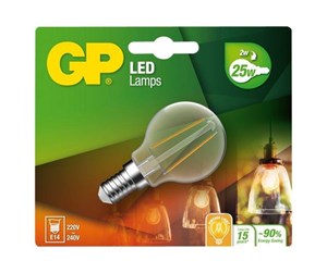 LED-lyspære - GP LED-lyspære Mini-ball Filament 2,3W/827 (25W) Clear E14 - 078104-LDCE1