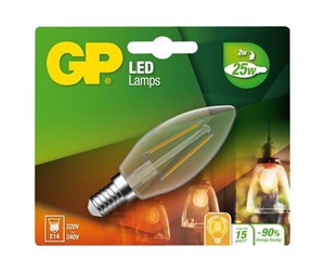 LED-lyspære - GP LED-lyspære Candle Filament 2W/827 (25W) Clear E14 - 078081-LDCE1