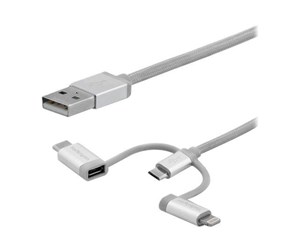 USB - StarTech.com 6.6 ft 2m USB Multi Charging Cable - Lightning USB-C Micro-USB - USB cable kit - LTCUB2MGR