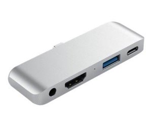 Dokkingstasjon - Satechi Aluminum Type-C Mobile Pro Hub Adapter - docking station - Silver - ST-TCMPHS