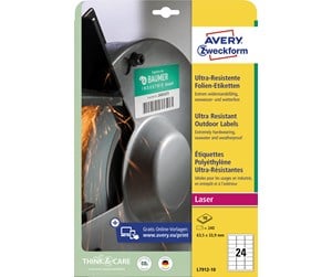 Papir, Fotopapir & Etiketter - Avery Ultra Resistant Outdoor-etiketter, 63,5 x 33,9 mm, 240 Etiketter, Hvit - L7912-10