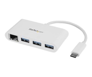 USB-hub - StarTech.com USB-C Hub 3-Port with Gigabit Ethernet USB-hub - 3 porter - Hvit - HB30C3A1GEA