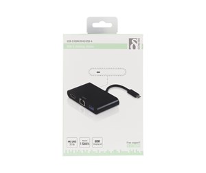 Dokkingstasjon - Deltaco USB-C docking station HDMI RJ45 1xUSB A - AD-BK-3237-170