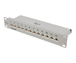 Tilbehør - Deltaco 10" patch panel 12xRJ45 Cat6a STP 10Gb - 10-PATCH14