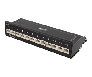 Tilbehør - Deltaco Patch Panel 12xRJ45 Cat6a wall-mountable metal black - PAN-213