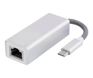 Nettverksadapter - Deltaco USB C Network Adapter Gigabit RJ45 white - USBC-1080