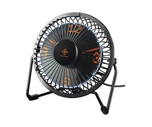 Varme- & Kjøleapparat - Deltaco GAMING USB desktop fan with clock black - GAM-054