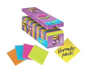 Skrivebordstilbehør - 3M Post-it Super Sticky 76x76mm 24x 90 Sheets Assorted - 7100079739