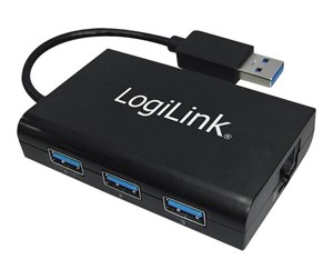 USB-hub - LogiLink USB3.0 3-Port Hub with Ethernet USB-hub - 3 porter - Svart - UA0173