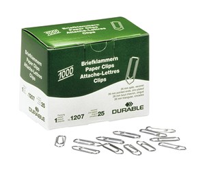 Skrivebordstilbehør - DURABLE Paper clips 26 mm zinc-plated pack of 1000 - 1207-25