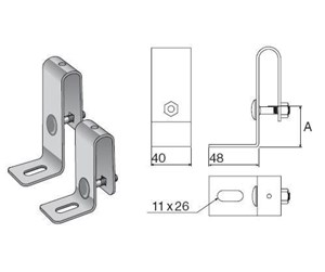 Skuffer & samleskinne kanaler - Wibe Wall bracket 11/75 pre-galvanized - 721106