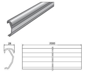 Skuffer & samleskinne kanaler - Wibe Profile protection 28p 2m plgr - 732151