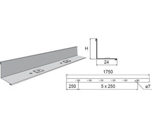 Skuffer & samleskinne kanaler - Wibe Div.strip 39/55 1.75m pre-galvanized - 725785