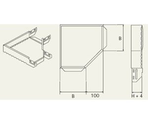 Skuffer & samleskinne kanaler - Wibe Corner piece 90 100mm - CSU36061002