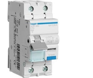 Komponenter for switchboxes og skap - Hager Rcbo electronic rcd 1p+n 13a/c hi - ADH963