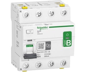 Komponenter for switchboxes og skap - Schneider Electric Rccb earth leakage protection 4p 40a 300ma b-class-si super - A9Z64440