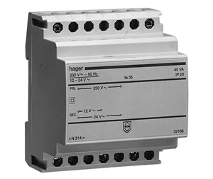 Komponenter for switchboxes og skap - Hager Safety transformer 25va 230v/12-24v - ST312