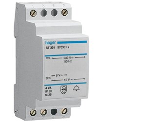 Komponenter for switchboxes og skap - Hager Bell transformer 8va 230v 8-12v - ST303