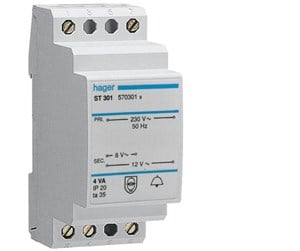 Komponenter for switchboxes og skap - Hager Bell transformer 4va 230/8-12v - ST301