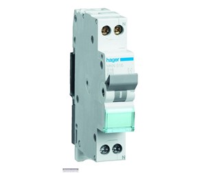 Komponenter for switchboxes og skap - Hager Miniature circuit breaker mcb 1p+n 6ka c-16a - MLN516