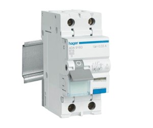 Komponenter for switchboxes og skap - Hager Rcbo 1p+n 6ka c-16a 30ma a - ADA966G