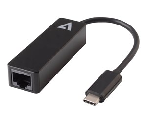 Nettverksadapter - V7 Gigabit Ethernet Adapter USB-C Male to RJ45 Female Black - V7UCRJ45-BLK-1E