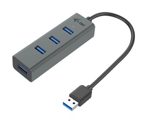 USB-hub - I-Tec USB 3.0 Metal Passive HUB USB-hub - 4 porter - Grå - U3HUBMETAL403