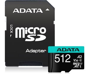 Minnekort - A-Data Premier Pro MicroSD/SD V30S - 100MB/s - 512GB - AUSDX512GUI3V30SA2-RA1